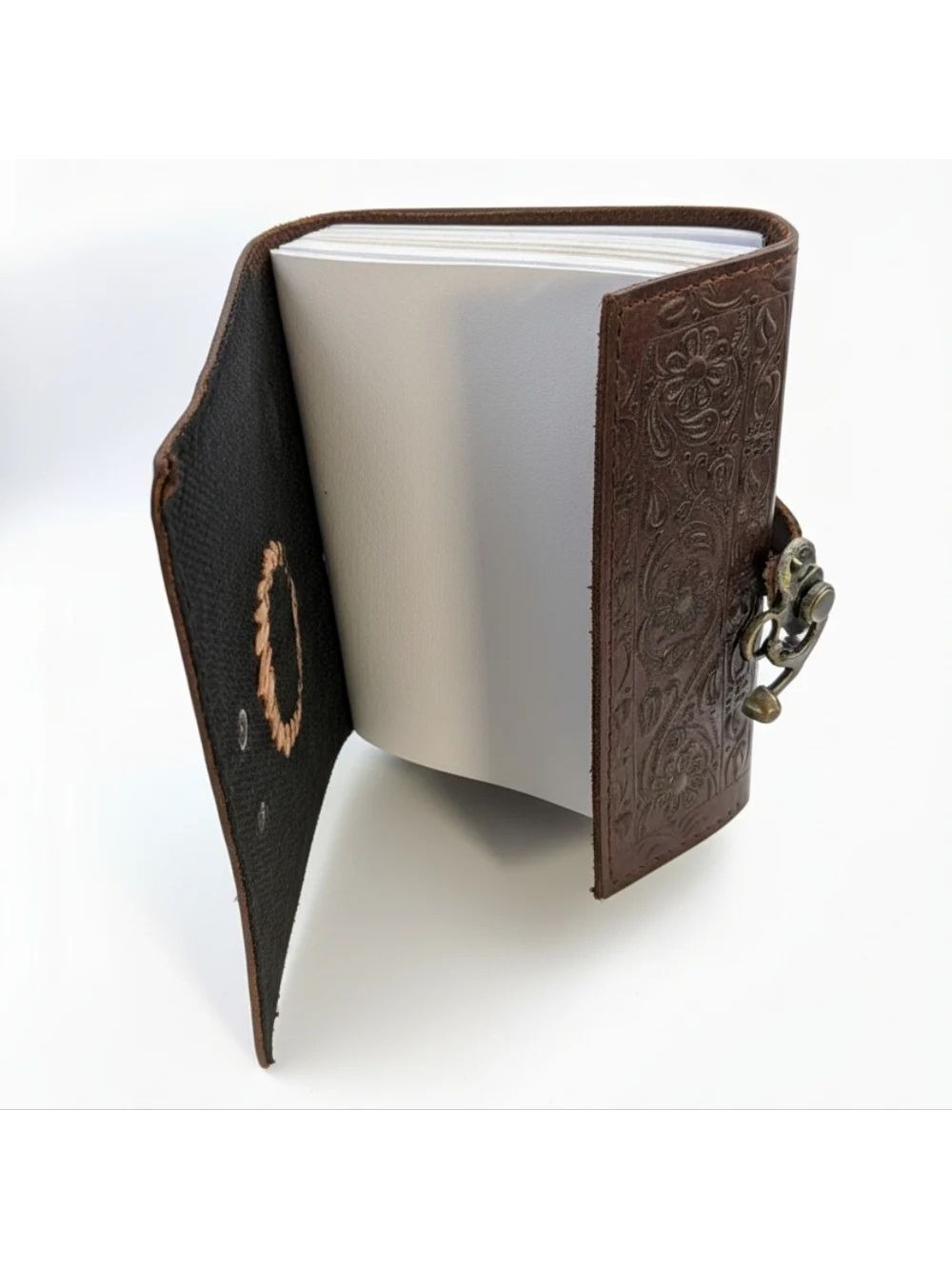 Brown Leather Journal Vintage Blue Stone Handcrafted - Picture 3 of 3
